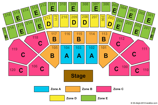 Celeste Center End Stage Zone Seating Chart